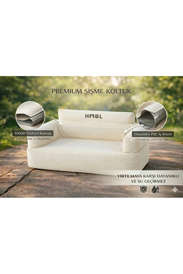 Kendi Kendine Şişen Şişme Kamp Koltuğu 4000mAh Şarjlı Su Tutmaz Premium 1000D Oxford Kumaş